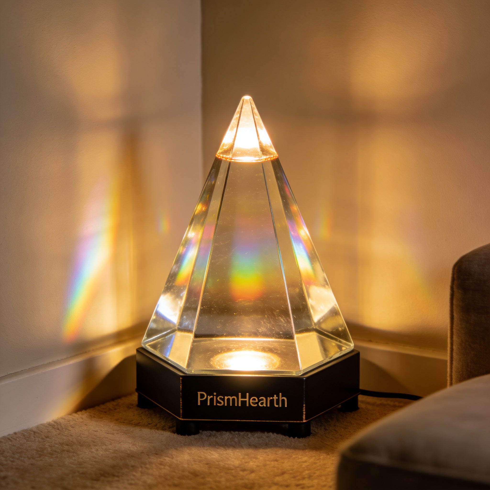 Prism atmosphere light casting warm rainbow reflections